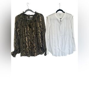 Stylish Women's Snake Print and White Blouse Set